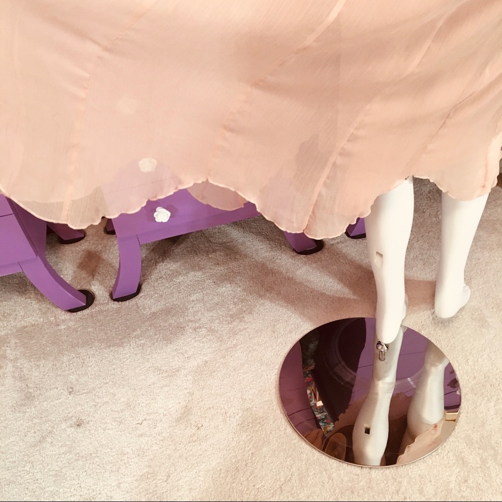 Vera Wang Ballet Pink Peach Chiffon Button Dress - Picture 7 of 11